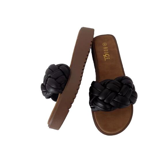 Rouge Helium black faux leather sandals size 8 - Picture 3 of 7